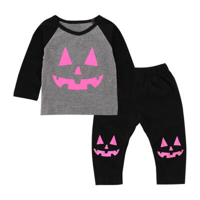 

Cute Print Autumn Girls 2pcs Baby Clothes Set T-shirt Elastic Pants Outfits