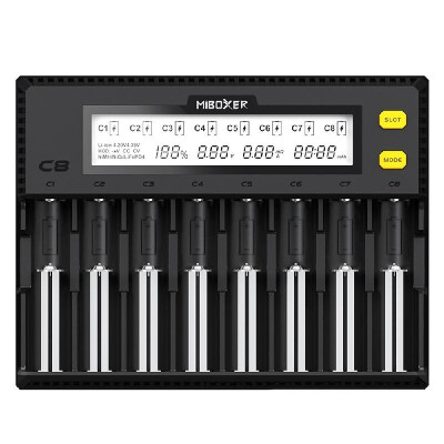 

MiBOXER C8 Intelligent Universal 15A 8 Bay LCD Display Battery Charger for 18650 Li-ion LiFePO4 Ni-MH Ni-Cd AA 21700 20700 26650