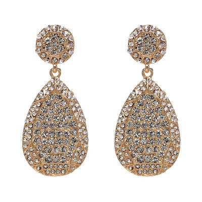 

2018 New Fashion Women Statement Big Black Crystal Stud Earrings For Wedding Fashion Rhinestone earrings for women