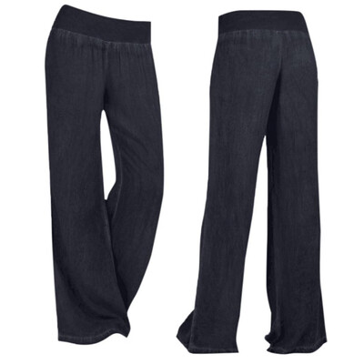 

Tailored Women Casual High Waist Elasticity Denim Wide Leg Palazzo Pants Jeans Trousers