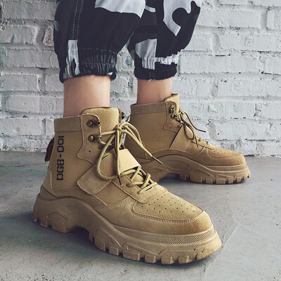 

Autumn mens shoes British wind Martin boots military boots tooling high boots short boots Korean version of the wild tide brand desert mens boots