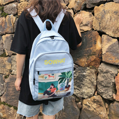 

Ins schoolbag female Korean version of junior&senior high school students hundred sets of large capacity simple ancient feelin
