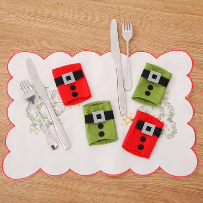 

〖Follure〗4Pcs Christmas Decorative Tableware Fork Set Christmas Hat Storage Tool