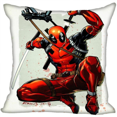 

Deadpool Pillow Cover Bedroom Home Office Decorative Pillowcase Square Zipper Pillow Cases Satin Fabric No Fade 35x35CM