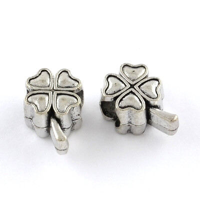 

Tibetan Style Zinc Alloy Clover European Beads Lead Free & Cadmium Free Antique Silver 134x9x72mm