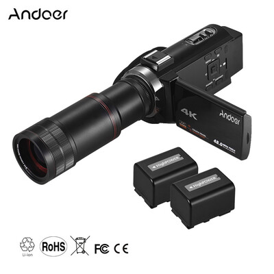 

Andoer 4K HD Digital Video Camera Camcorder DV 16X Digital Zoom 3 Inch TouchScreen WiFi IR Night Vision with 2pcs Batteries 8X T