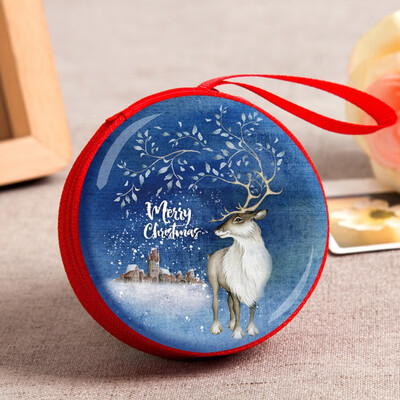 

New Year Santa Claus Mini Storage Bag Money Box For USB Cable Coin Holder As A Christmas Gifts Zipper Lock Travel Organizer