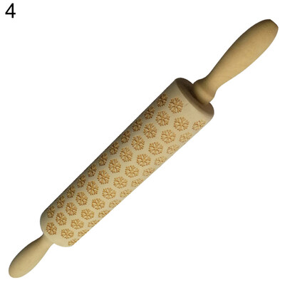 

Christmas Engraved Elk Tree Snowflake Gift Emboss Rolling Pin Baking Tool Roller