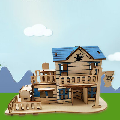 

Gotoamei Kids 3D wooden DIY Houses Jigsaw Children Castle Construction Pattern Puzzle Toy