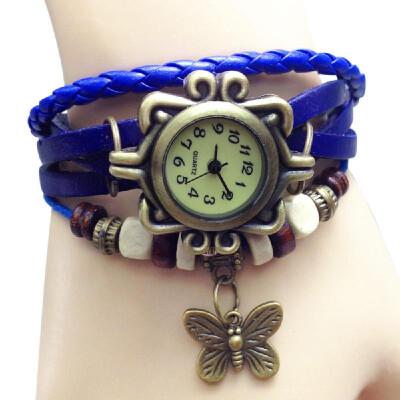 

Women Fashion Vintage Handmade Wrist Watch Girl Exotic Leather Strap Quartz Watch