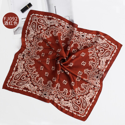 

2018 new fashion temperament small squares printed silk satin silk scarf professional wear scarf scarf wholesale FJ092
