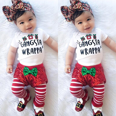 

Newborn Infant Baby Boy Girl Romper TopsShorts Pants Christmas Outfits Set