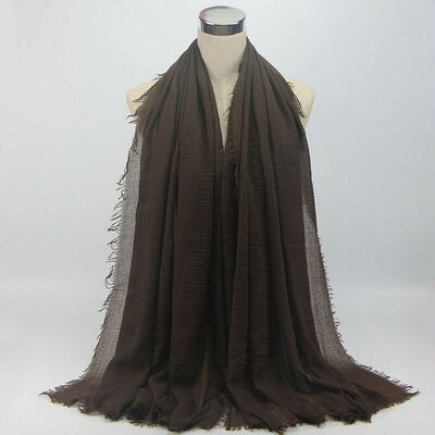 

180x95cm Cotton Linen Crinkle Cloud Hijab Scarf Shawl Soft Islam Muslim