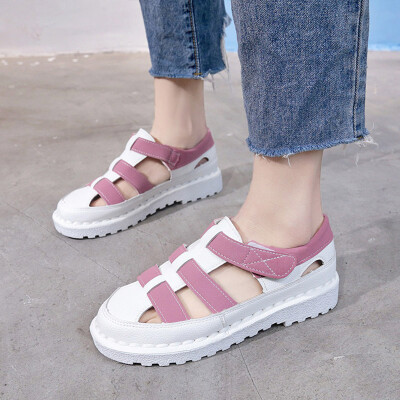 

Sandals Female Spring&Summer Korean version of Roman Baotou Flat Bottom 100 sets of breathable little white student female sho