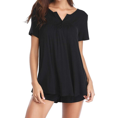 

Roseonmyhand Womens Button Short Sleeve Sleepwear Set Pajama Sets Bamboo Tank And Shorts Set