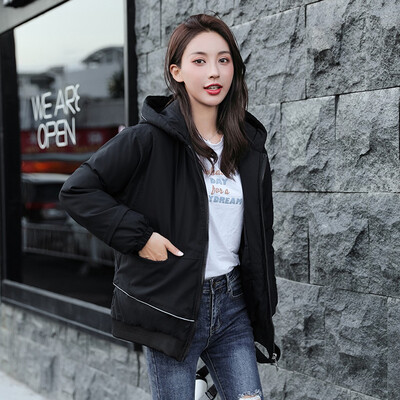 

Roseonmyhand Womens Fashion Short Embroidered Printing Zipper Hooded Jacket Pocket Coats