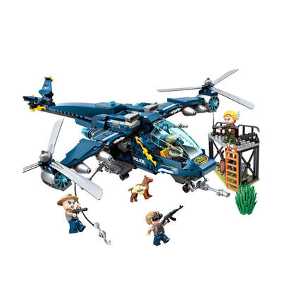 

402PCS Educational Building Blocks City Police Series Osprey Action Helicopter Toys For Children - Blue