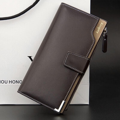 

Men Long Wallet PU Leather Zipper Male Clutch Interior Pocket Multifunctional Solid Color Fashion Purse