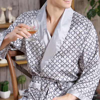 

Mens Satin Silk Summer Pajamas Kimono Bathrobe Robe Dressing Gown Pjs Loungewear