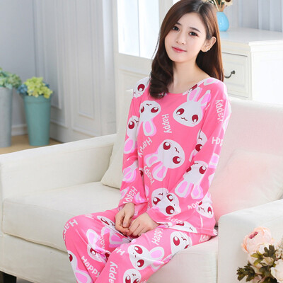 

Women Casual Nightwear Pyjamas Long Sleeve Cartoon Print Pajamas Set Home Wear