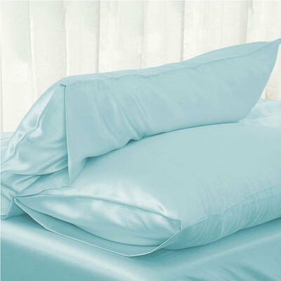 

Solid QueenStandard Silk Satin Pillow Case Bedding Pillowcase Smooth Home