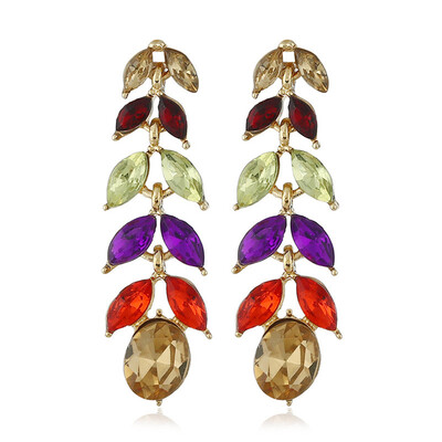 

Olaru Vintage Europe Crystal Stud Earring Women Gold Color Long Christmas Boho Earrings Ear Statement Jewelry Accessories Bijoux