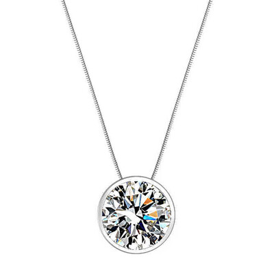 

Sterling Pendant Gift Zircon Inlaid Accessories Funny Women Fashion Chain 925 Silver Round Plated Without Silver