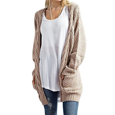 

Autumn&Winter Womens Knit Cardigan Coat Loose Casual Pocket Warm Sweater Coat
