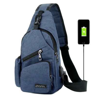 

Men Women Shoulder Bag Sling Chest Pack USB Charging Sports Crossbody Handbag