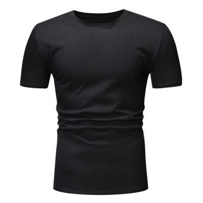 

Men T-shirt Casual 100 Cotton Round Neck Solid Color Basic Style Top