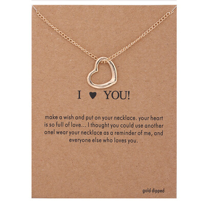 

I Love You Necklaces & Pendants Fashion New Gold Silver Color Heart Lucky Collarbone Maxi Necklace Women