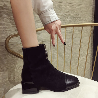 

Retro Boots Childrens Autumn style British wind elastic sock boots fashion a locomotive boot front zipper short boot tide