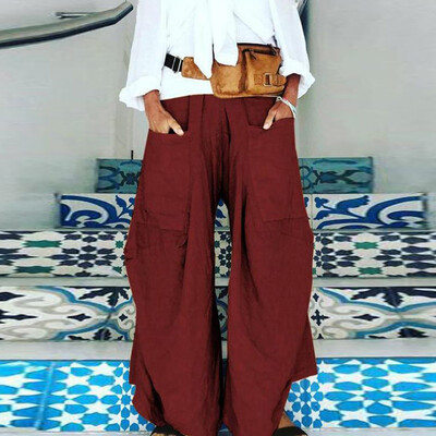 

Tailored Fashion Women Summer Solid Casual Easy Sport Work Casual Loose Trouser Pants