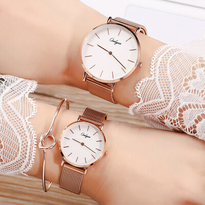 

Watch mens steel mesh with simple womens watch casual waterproof quartz watch couple watch