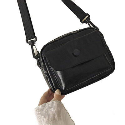 

Womens Fashion Wide Strap Zipper Laser Faux Leather Crossbody Shoulder Bag