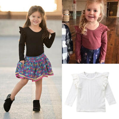 

Cute Baby Girl Color Long Sleeve T-shirt Tops Tee Clothes Outfit Blouse