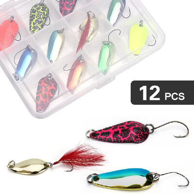 

12pcs Spoon Fishing Lures Hard Baits Fishing Hooks with Storage Box
