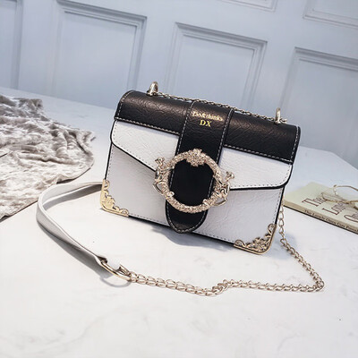 

Women Hot Handbags Contrast Color Shoulder Bags Korean Version Of The Wild Messenger Fashion Lock Small Square Bag