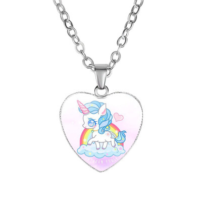 

Unicorn Necklace Pegasus Heart Shape Charm Alloy Pendant for Girls Women Birthday Party Gifts