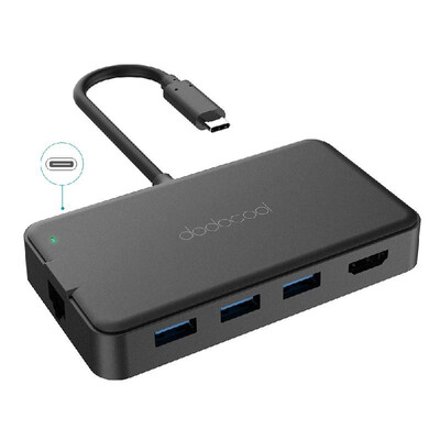 

dodocool 6-in-1 Multifunction USB-C Hub with Type-C Power Delivery 4K Video HD Output Port Gigabit Ethernet Adapter&3 SuperSpe