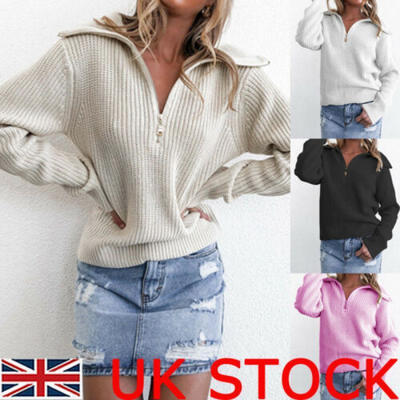

UK Womens Warm Long Sleeve Sweater Ladies Sweatshirt Jumper Pullover Tops Blouse
