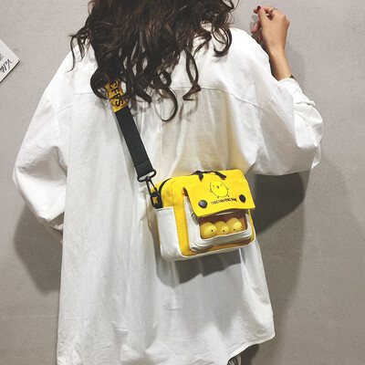 

Small fresh bag female 2019ins Japanese soft sister girl student canvas messenger bag cartoon cute small bag