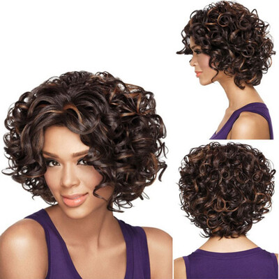 

Gobestart Womens Fashion Wig Brown Synthetic Hairshort Wigs hair Wave Wig