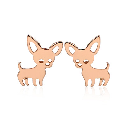 

1 Pair Simple Lovely Pet Puppy Chihuahua Stainless Steel Stud Earring For Women