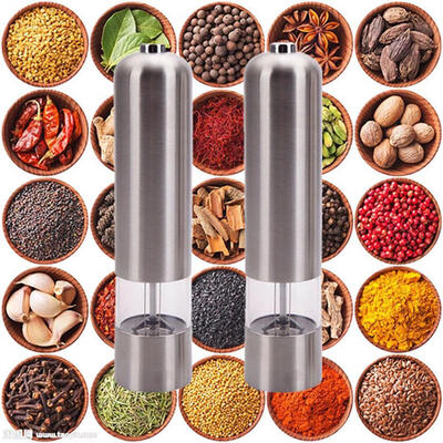 

2pcs Stainless Steel Electric Automatic Pepper Mill Salt Grinder Cooking Tools