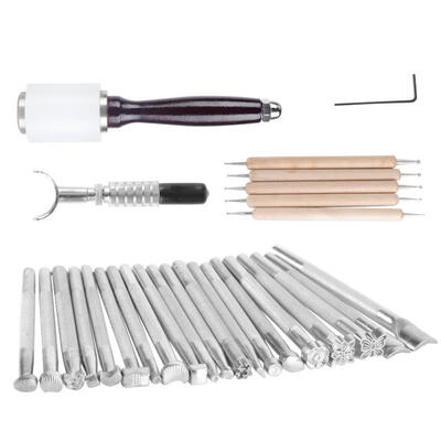

Greensen 28PCS Set Leather Working Tools Leather Craft Stamping Carving DIY Handmade Tool Kit
