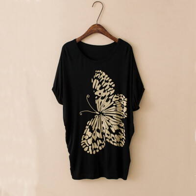 

10 Kinds Of 2 Color Modal Casual Letters Animal Print Round Neck Bat Shirt Female T-shirt Blouse 3