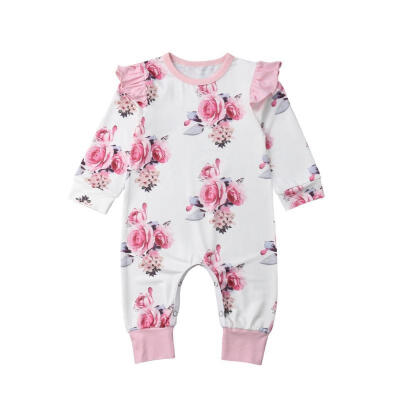 

Newborn Infant Baby Girls Milk Silk Long Sleeve Floral Romper Jumpsuit Bodysuit