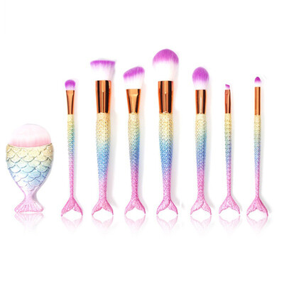 

〖Follure〗New Arrival 8Pc Mermaid Foundation Eyeshadow Contour Eye Lip Makeup Brushes Set