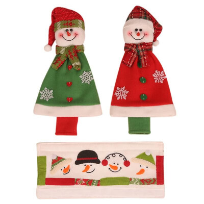 

Christmas Refrigerator Door Handle Shell Set Handle Protectoer 4pcs Santa ClausSnowman Anti-static